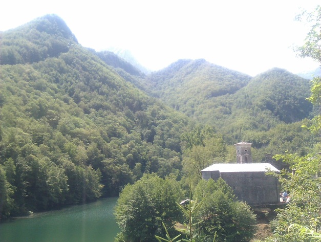 View of the lake and forest at Isola Santa