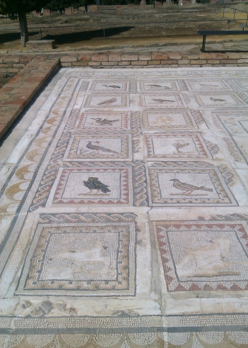 The bird mosaic at Italica (owl, peacock etc)